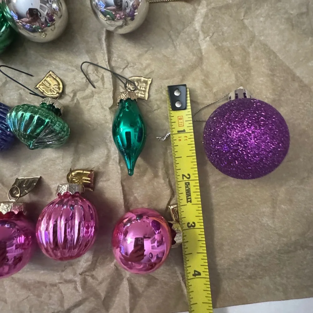 Vintage Style Mini Glass Christmas Ornaments Lot Santa Snowman Baubles 33pc lot